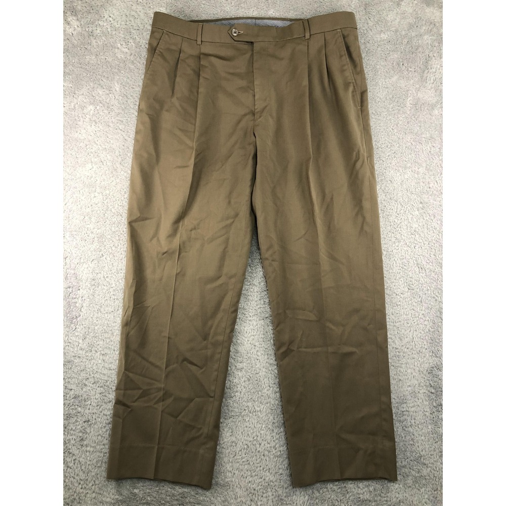 Y2K Neiman Marcus Pants Mens 38x30 Brown Made in Canada Super 120s Wool Pleated